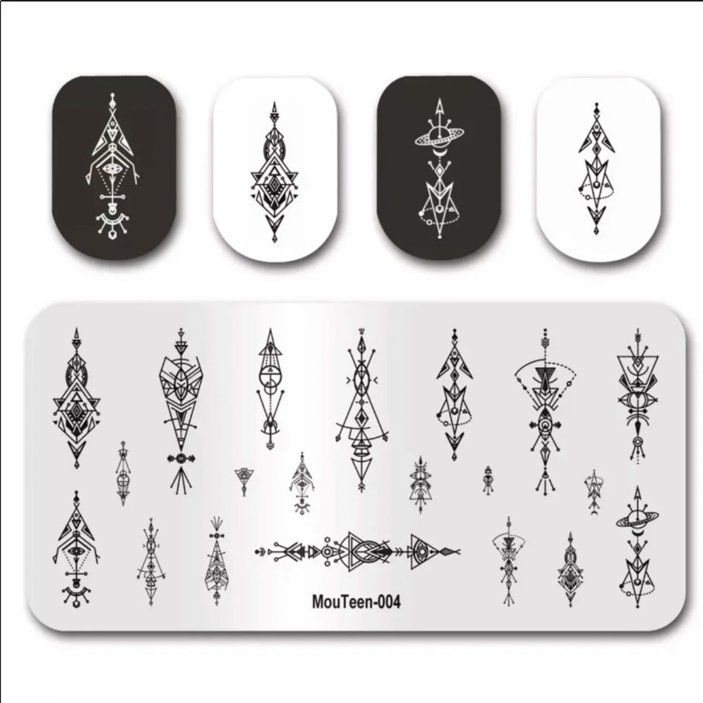 asymmetric figures nail stamp